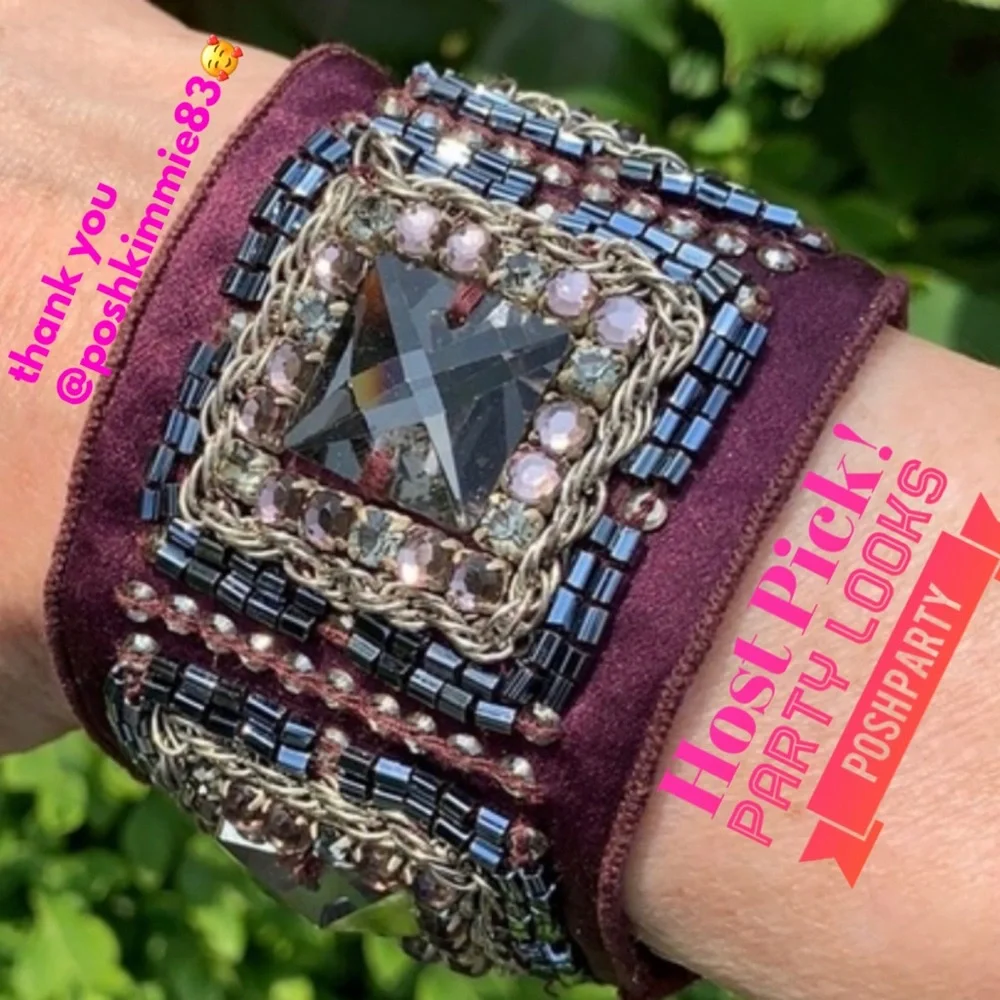 Stella & Dot🦄~ULTRARARE~Nadia Embroidered Cuff Bracelet - Picture 1 of 7